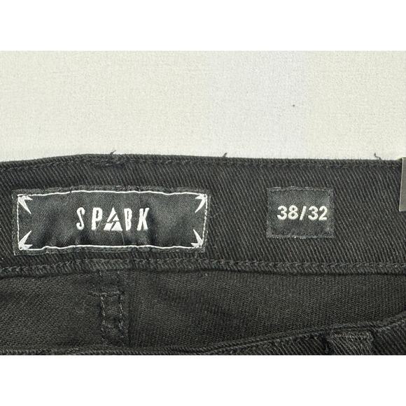 NWT Spark Men's Stretch Slim Straight Leg Black Denim Jeans - Sz 38x32 (40x31.5) - Picture 6 of 7